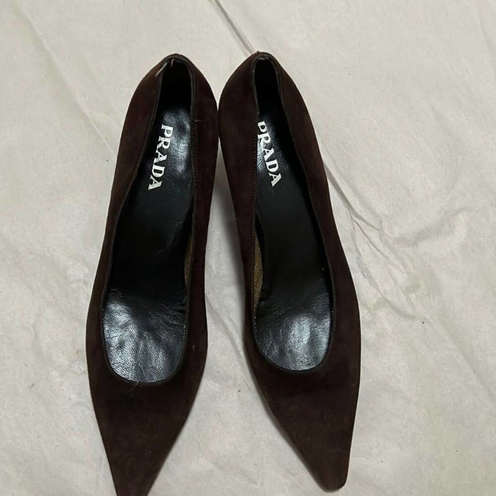 Prada Suede Cap Toe Pointed Toe Shoes Size 38